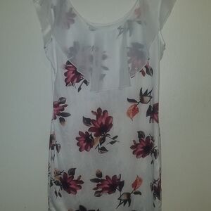Flamingo Floral Mini Dress - White and Pink